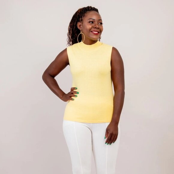 NWT Classic Cotton Knit Tank Top Yellow - Picture 1 of 2